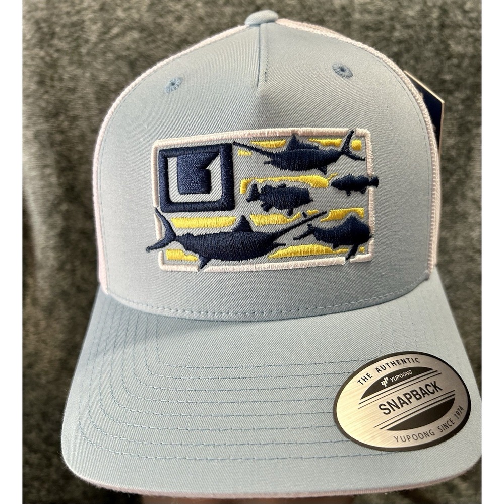 Huk The Classics Yupoong Trophy Flag Adjustable Size 1 Blue Tucker Hat (Y1)